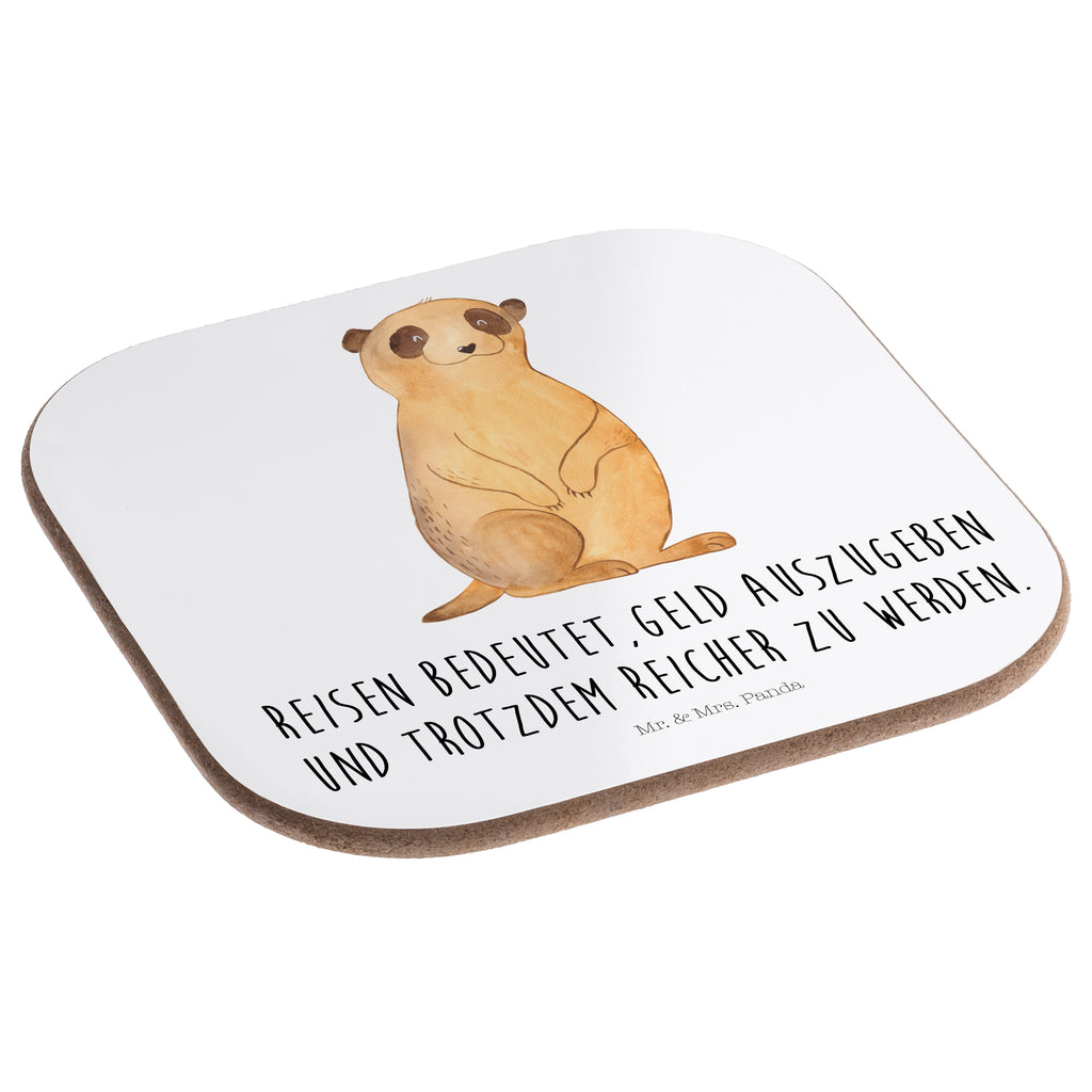 Quadratische Untersetzer Erdmännchen Bierdeckel, Glasuntersetzer, Untersetzer Gläser, Getränkeuntersetzer, Afrika, Wildtiere, Erdmännchen, Reisen, Spruch, Weltreise, Afrikareise, Roadtrip, Traveling