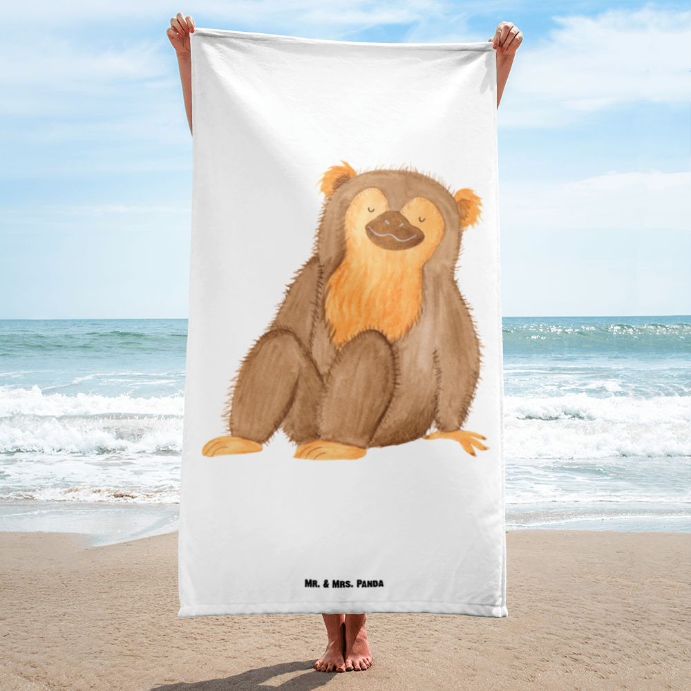 XL Badehandtuch Affe Handtuch, Badetuch, Duschtuch, Strandtuch, Saunatuch, Afrika, Wildtiere, Affe, Äffchen, Affen, Selbstliebe, Respekt, Motivation, Selbstachtung, Liebe, Selbstbewusstsein, Selfcare
