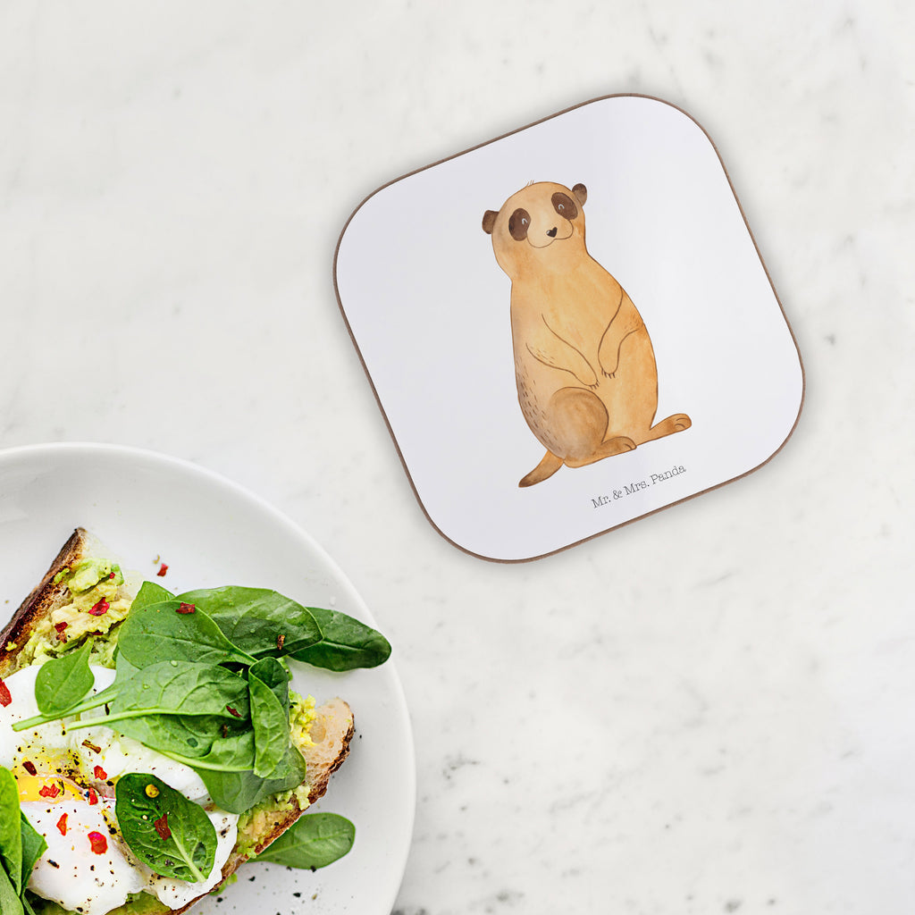 Quadratische Untersetzer Erdmännchen Bierdeckel, Glasuntersetzer, Untersetzer Gläser, Getränkeuntersetzer, Afrika, Wildtiere, Erdmännchen, Reisen, Spruch, Weltreise, Afrikareise, Roadtrip, Traveling