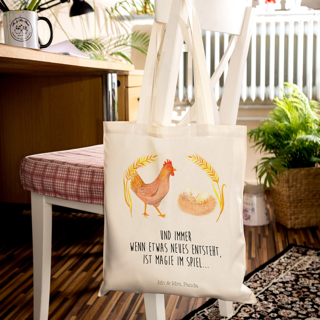Tragetasche Huhn stolz Beuteltasche, Beutel, Einkaufstasche, Jutebeutel, Stoffbeutel, Bauernhof, Hoftiere, Landwirt, Landwirtin, Hahn, Henne, Hühner, Eier, Hof, Landleben, Motivation, Geburt, Magie, Spruch, Schwangerschaft