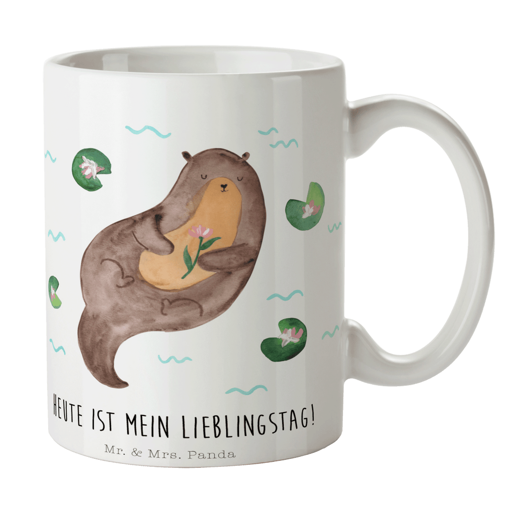 Tasse Otter mit Seerose Otter Seeotter See Otter Becher, Kaffeetasse, Kaffeebecher, Tee, Frühstück, Büro  Otter,  Fischotter,  Seeotter