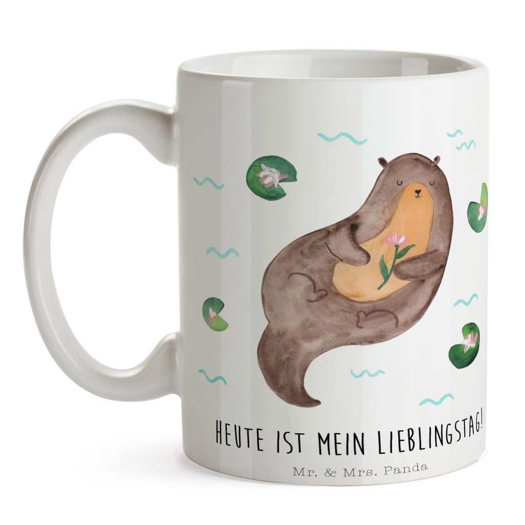 Tasse Otter mit Seerose Otter Seeotter See Otter Becher, Kaffeetasse, Kaffeebecher, Tee, Frühstück, Büro  Otter,  Fischotter,  Seeotter