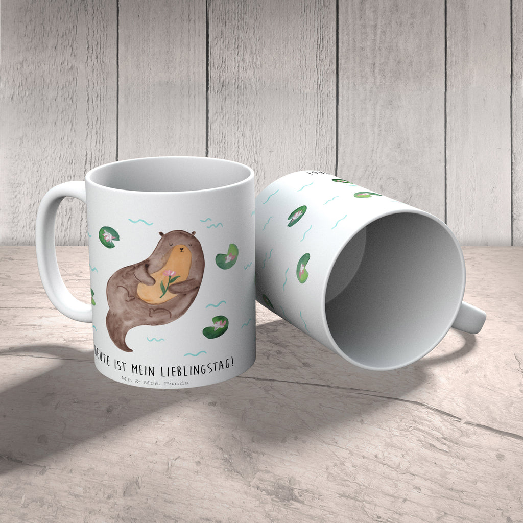 Tasse Otter mit Seerose Otter Seeotter See Otter Becher, Kaffeetasse, Kaffeebecher, Tee, Frühstück, Büro  Otter,  Fischotter,  Seeotter
