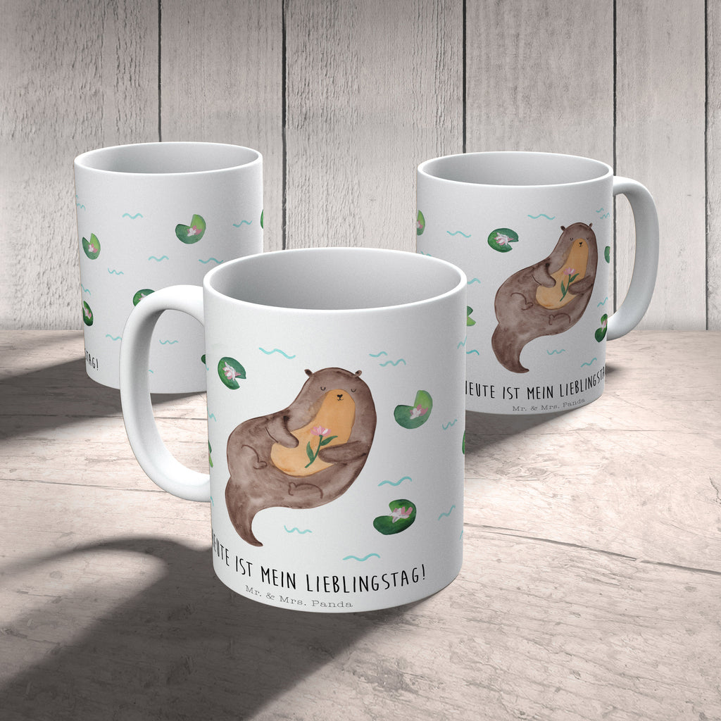 Tasse Otter mit Seerose Otter Seeotter See Otter Becher, Kaffeetasse, Kaffeebecher, Tee, Frühstück, Büro  Otter,  Fischotter,  Seeotter