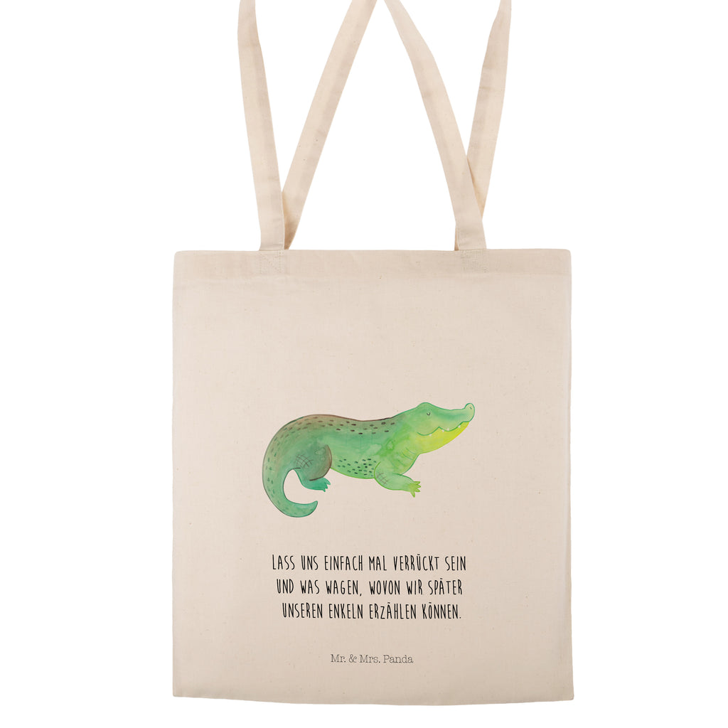 Tragetasche Krokodil Beuteltasche, Beutel, Einkaufstasche, Jutebeutel, Stoffbeutel, Meerestiere, Meer, Urlaub, Krokodil, Krokodile, verrückt sein, spontan sein, Abenteuerlust, Reiselust, Freundin, beste Freundin, Lieblingsmensch