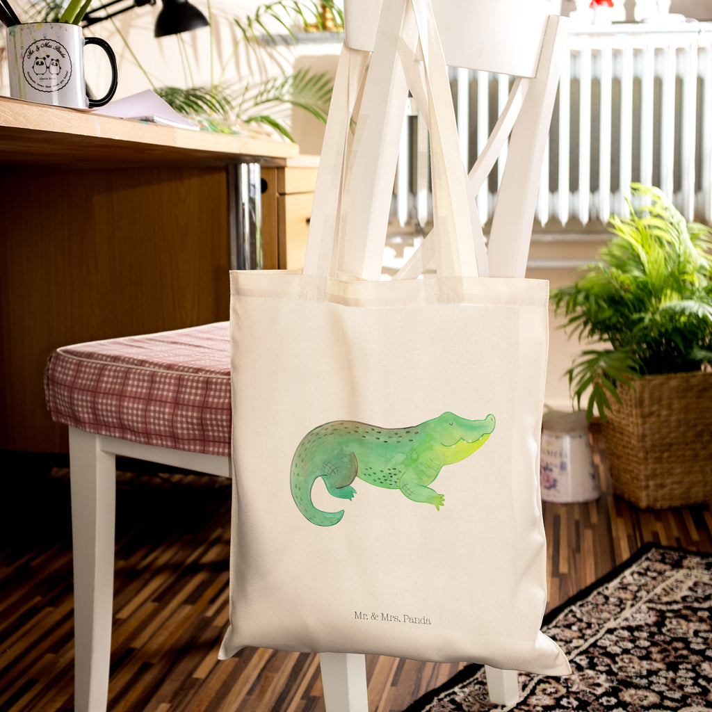 Tragetasche Krokodil Beuteltasche, Beutel, Einkaufstasche, Jutebeutel, Stoffbeutel, Meerestiere, Meer, Urlaub, Krokodil, Krokodile, verrückt sein, spontan sein, Abenteuerlust, Reiselust, Freundin, beste Freundin, Lieblingsmensch
