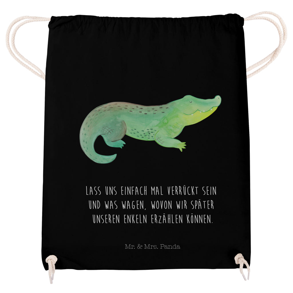 Sportbeutel Krokodil Turnbeutel, Beutel, Sporttasche, Tasche, Stoffbeutel, Meerestiere, Meer, Urlaub, Krokodil, Krokodile, verrückt sein, spontan sein, Abenteuerlust, Reiselust, Freundin, beste Freundin, Lieblingsmensch