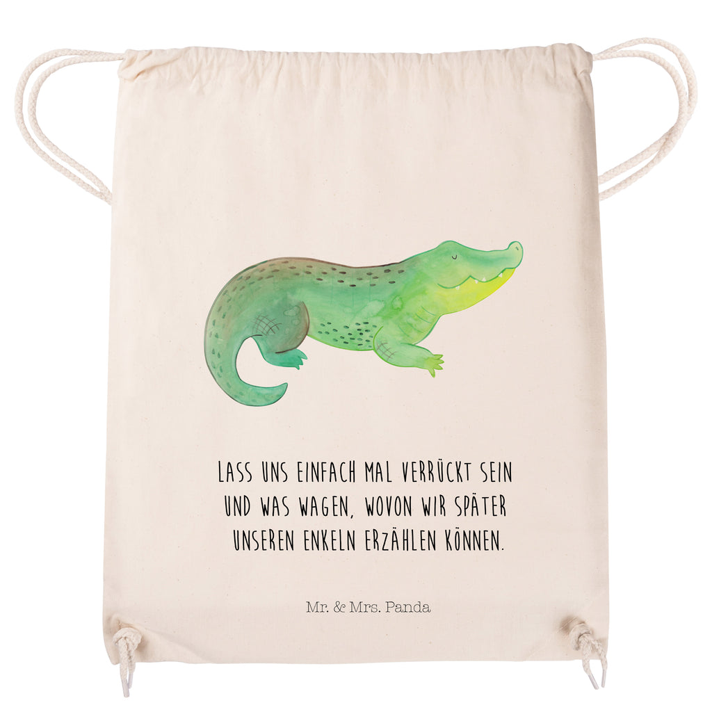 Sportbeutel Krokodil Turnbeutel, Beutel, Sporttasche, Tasche, Stoffbeutel, Meerestiere, Meer, Urlaub, Krokodil, Krokodile, verrückt sein, spontan sein, Abenteuerlust, Reiselust, Freundin, beste Freundin, Lieblingsmensch