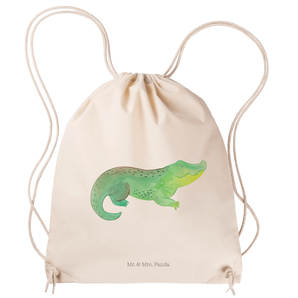 Sportbeutel Krokodil Turnbeutel, Beutel, Sporttasche, Tasche, Stoffbeutel, Meerestiere, Meer, Urlaub, Krokodil, Krokodile, verrückt sein, spontan sein, Abenteuerlust, Reiselust, Freundin, beste Freundin, Lieblingsmensch