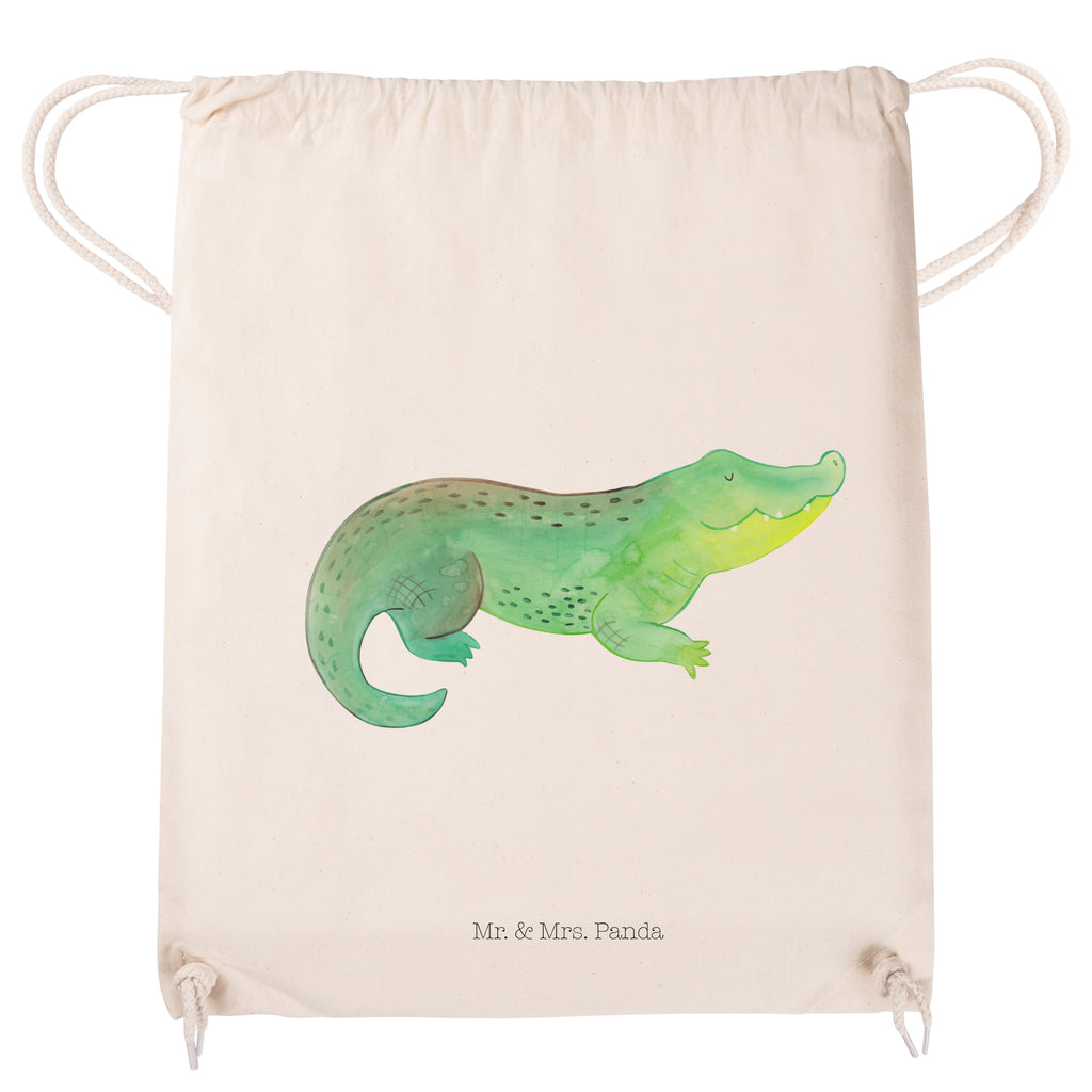 Sportbeutel Krokodil Turnbeutel, Beutel, Sporttasche, Tasche, Stoffbeutel, Meerestiere, Meer, Urlaub, Krokodil, Krokodile, verrückt sein, spontan sein, Abenteuerlust, Reiselust, Freundin, beste Freundin, Lieblingsmensch