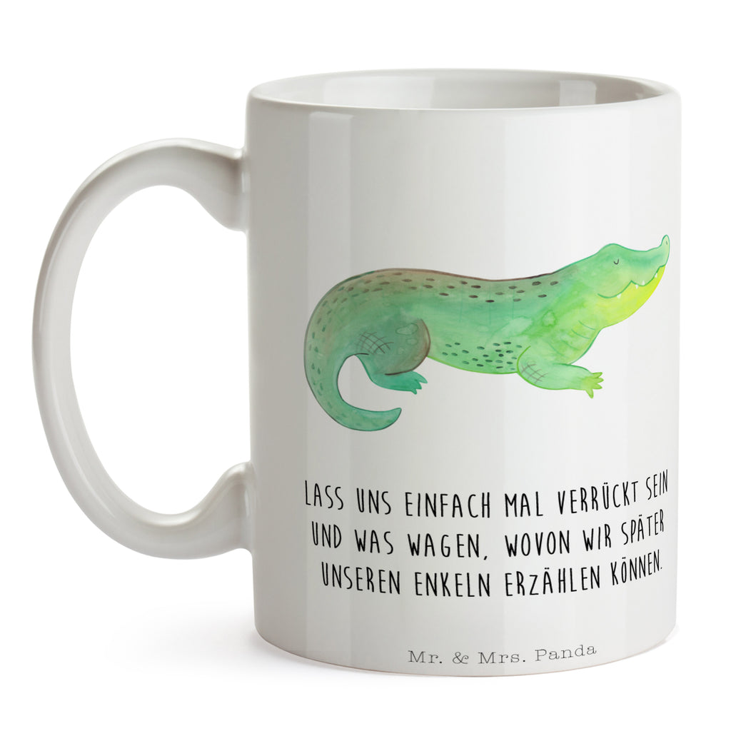 Tasse Krokodil Krokodil, Krokodile, verrückt sein, spontan sein, Abenteuerlust, Reiselust, Freundin, beste Freundin, Lieblingsmensch Becher, Kaffeetasse, Kaffeebecher, Tee, Frühstück, Büro  Meerestiere, Meer, Urlaub