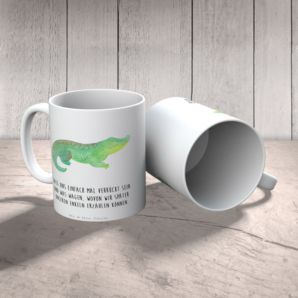 Tasse Krokodil Krokodil, Krokodile, verrückt sein, spontan sein, Abenteuerlust, Reiselust, Freundin, beste Freundin, Lieblingsmensch Becher, Kaffeetasse, Kaffeebecher, Tee, Frühstück, Büro  Meerestiere, Meer, Urlaub
