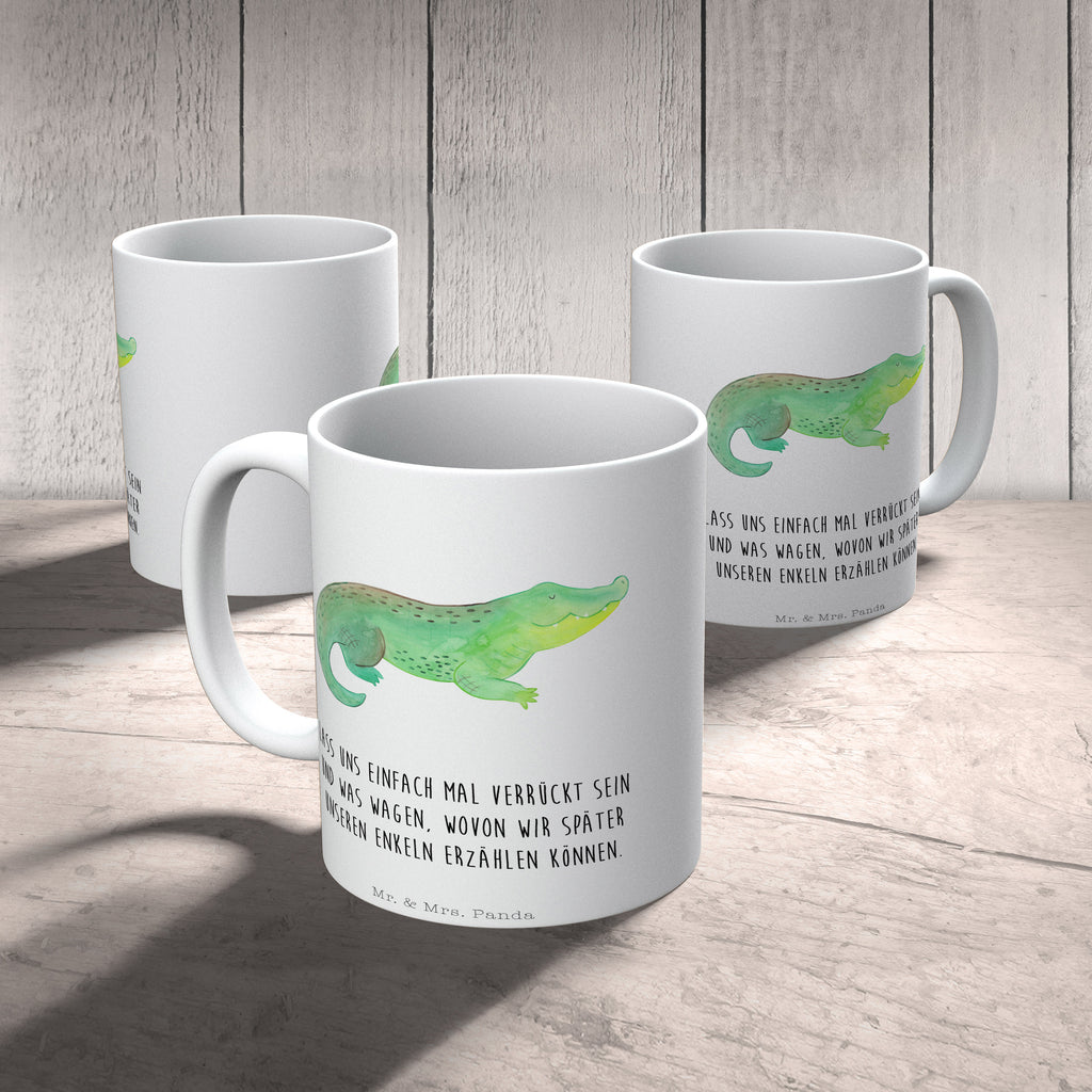 Tasse Krokodil Krokodil, Krokodile, verrückt sein, spontan sein, Abenteuerlust, Reiselust, Freundin, beste Freundin, Lieblingsmensch Becher, Kaffeetasse, Kaffeebecher, Tee, Frühstück, Büro  Meerestiere, Meer, Urlaub