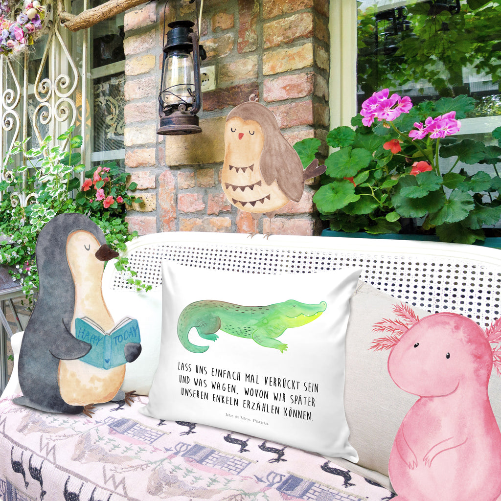 40x40 Kissen Krokodil Kissenhülle, Kopfkissen, Sofakissen, Dekokissen, Motivkissen, Meerestiere, Meer, Urlaub, Krokodil, Krokodile, verrückt sein, spontan sein, Abenteuerlust, Reiselust, Freundin, beste Freundin, Lieblingsmensch