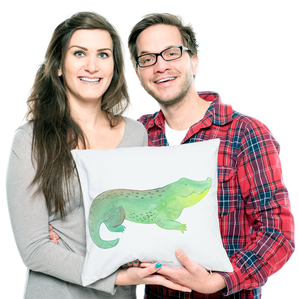 40x40 Kissen Krokodil Kissenhülle, Kopfkissen, Sofakissen, Dekokissen, Motivkissen, Meerestiere, Meer, Urlaub, Krokodil, Krokodile, verrückt sein, spontan sein, Abenteuerlust, Reiselust, Freundin, beste Freundin, Lieblingsmensch