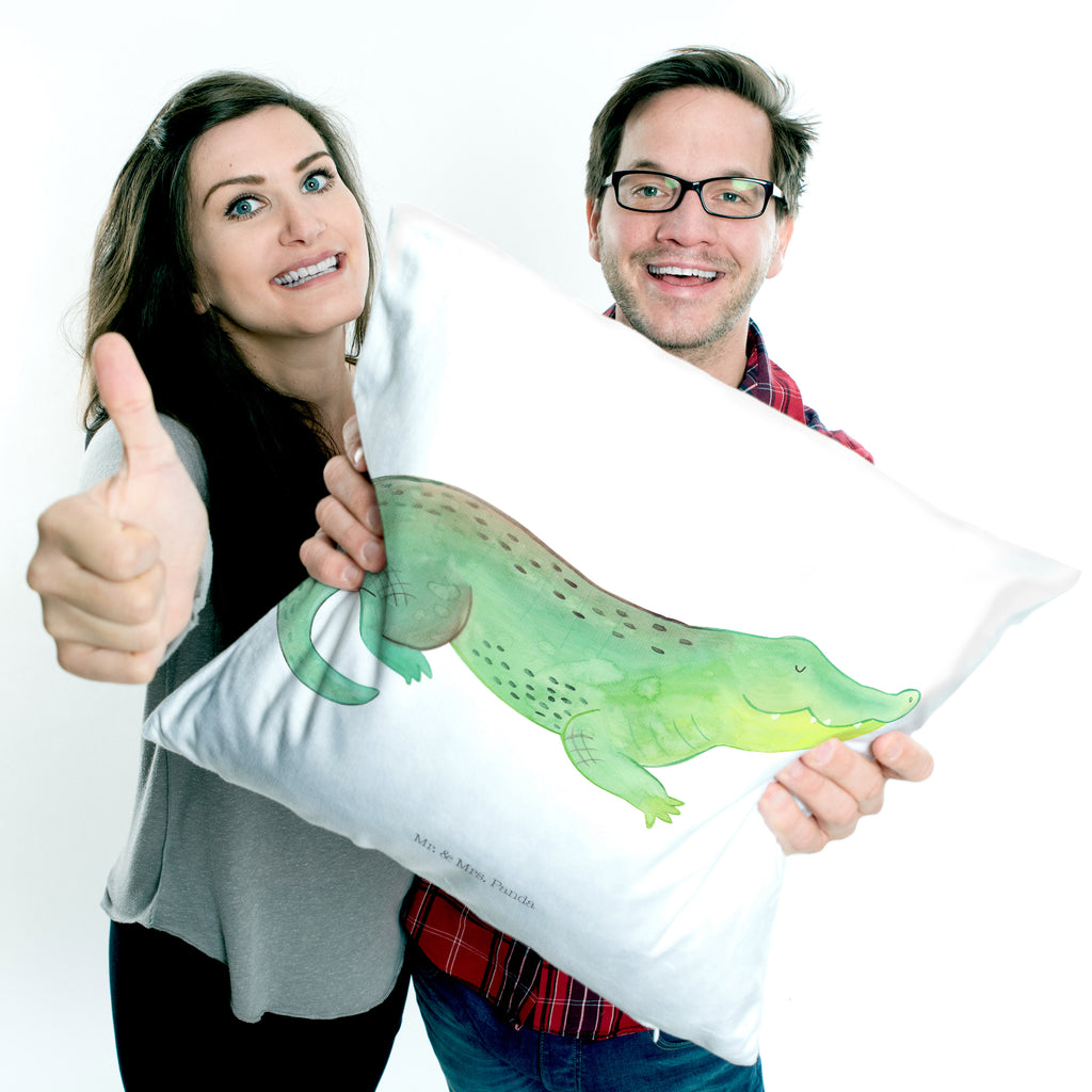 40x40 Kissen Krokodil Kissenhülle, Kopfkissen, Sofakissen, Dekokissen, Motivkissen, Meerestiere, Meer, Urlaub, Krokodil, Krokodile, verrückt sein, spontan sein, Abenteuerlust, Reiselust, Freundin, beste Freundin, Lieblingsmensch