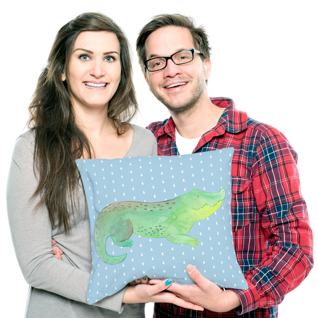 40x40 Kissen Krokodil Kissenhülle, Kopfkissen, Sofakissen, Dekokissen, Motivkissen, Meerestiere, Meer, Urlaub, Krokodil, Krokodile, verrückt sein, spontan sein, Abenteuerlust, Reiselust, Freundin, beste Freundin, Lieblingsmensch