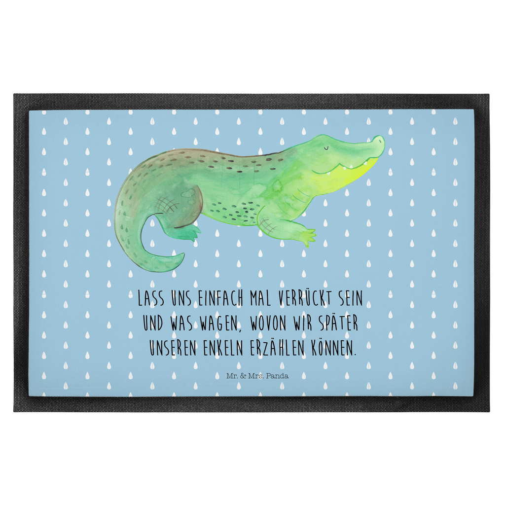 Fußmatte Krokodil Krokodil, Krokodile, verrückt sein, spontan sein, Abenteuerlust, Reiselust, Freundin, beste Freundin, Lieblingsmensch Türvorleger, Schmutzmatte, Fußabtreter, Matte, Schmutzfänger, Fußabstreifer, Schmutzfangmatte, Türmatte, Motivfußmatte,  Haustürmatte, Vorleger  Meerestiere, Meer, Urlaub