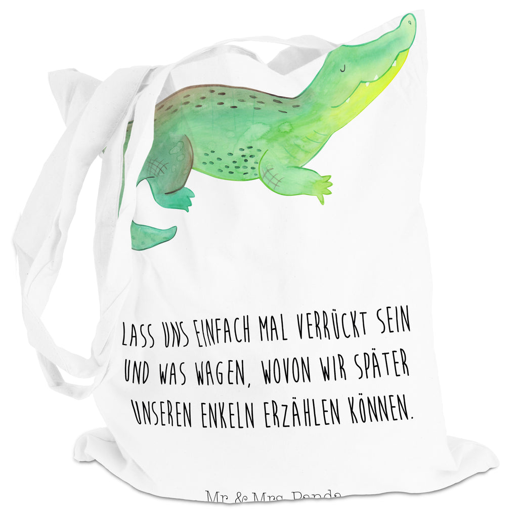 Tragetasche Krokodil Beuteltasche, Beutel, Einkaufstasche, Jutebeutel, Stoffbeutel, Meerestiere, Meer, Urlaub, Krokodil, Krokodile, verrückt sein, spontan sein, Abenteuerlust, Reiselust, Freundin, beste Freundin, Lieblingsmensch
