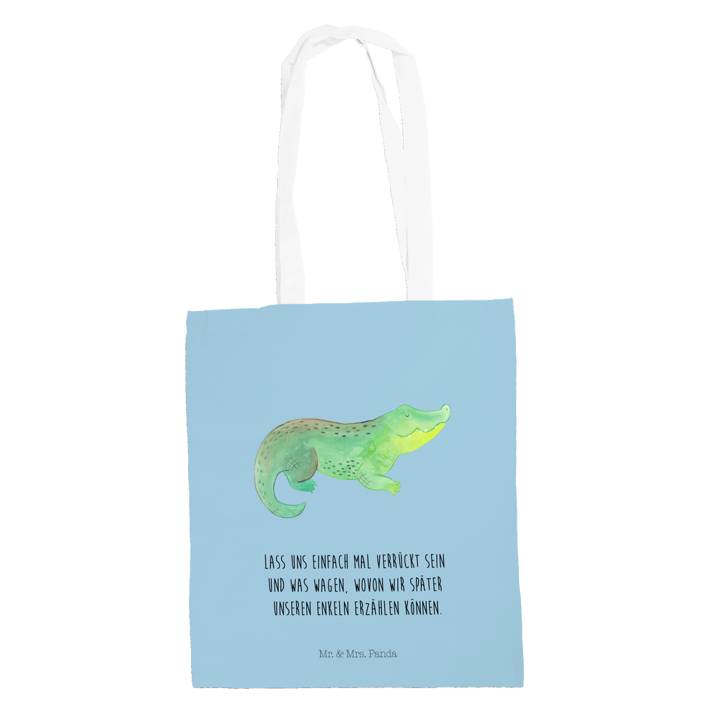 Tragetasche Krokodil Beuteltasche, Beutel, Einkaufstasche, Jutebeutel, Stoffbeutel, Meerestiere, Meer, Urlaub, Krokodil, Krokodile, verrückt sein, spontan sein, Abenteuerlust, Reiselust, Freundin, beste Freundin, Lieblingsmensch