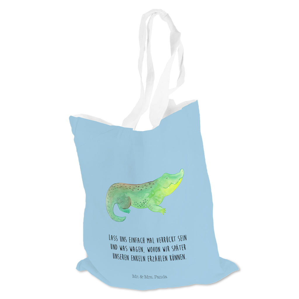 Tragetasche Krokodil Beuteltasche, Beutel, Einkaufstasche, Jutebeutel, Stoffbeutel, Meerestiere, Meer, Urlaub, Krokodil, Krokodile, verrückt sein, spontan sein, Abenteuerlust, Reiselust, Freundin, beste Freundin, Lieblingsmensch