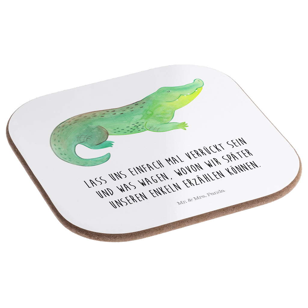 Quadratische Untersetzer Krokodil Bierdeckel, Glasuntersetzer, Untersetzer Gläser, Getränkeuntersetzer, Meerestiere, Meer, Urlaub, Krokodil, Krokodile, verrückt sein, spontan sein, Abenteuerlust, Reiselust, Freundin, beste Freundin, Lieblingsmensch