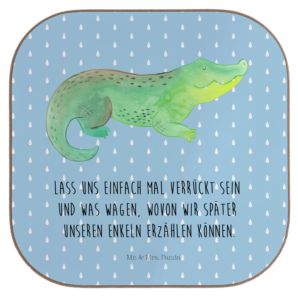 Quadratische Untersetzer Krokodil Bierdeckel, Glasuntersetzer, Untersetzer Gläser, Getränkeuntersetzer, Meerestiere, Meer, Urlaub, Krokodil, Krokodile, verrückt sein, spontan sein, Abenteuerlust, Reiselust, Freundin, beste Freundin, Lieblingsmensch