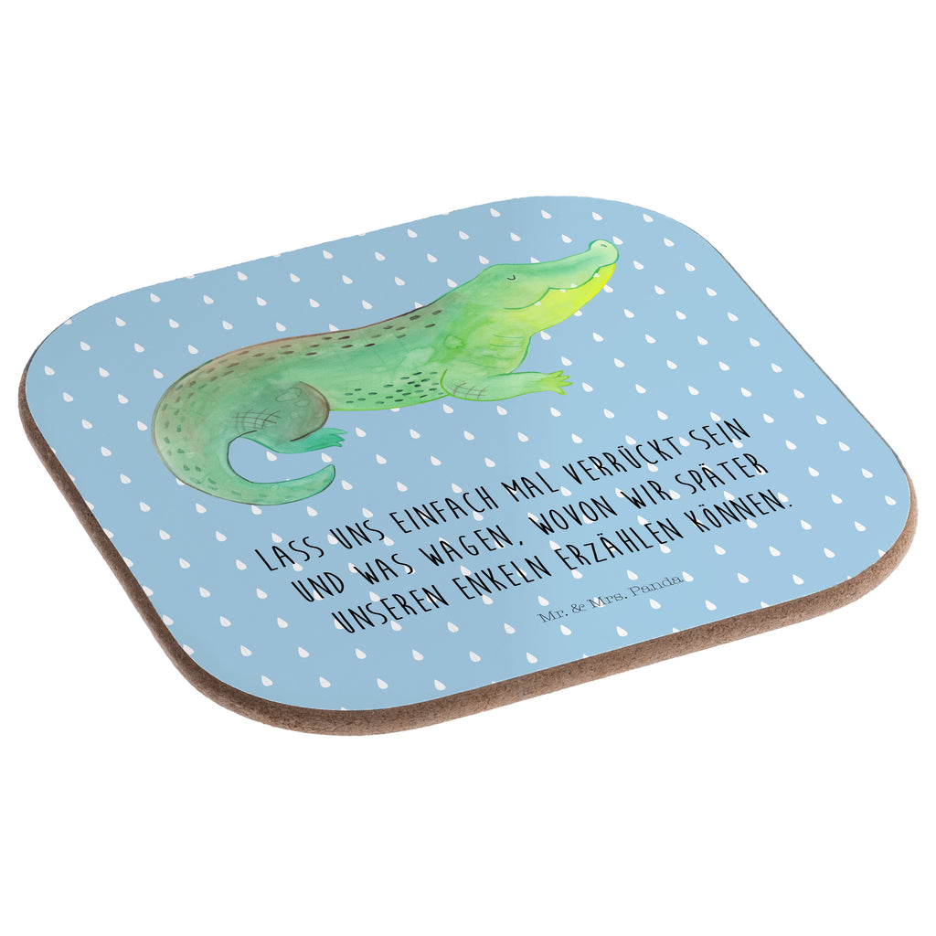 Quadratische Untersetzer Krokodil Bierdeckel, Glasuntersetzer, Untersetzer Gläser, Getränkeuntersetzer, Meerestiere, Meer, Urlaub, Krokodil, Krokodile, verrückt sein, spontan sein, Abenteuerlust, Reiselust, Freundin, beste Freundin, Lieblingsmensch