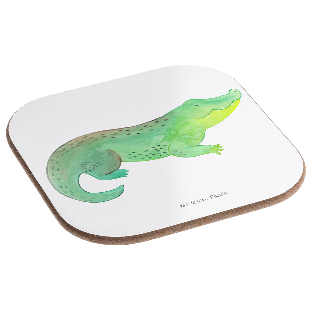 Quadratische Untersetzer Krokodil Bierdeckel, Glasuntersetzer, Untersetzer Gläser, Getränkeuntersetzer, Meerestiere, Meer, Urlaub, Krokodil, Krokodile, verrückt sein, spontan sein, Abenteuerlust, Reiselust, Freundin, beste Freundin, Lieblingsmensch