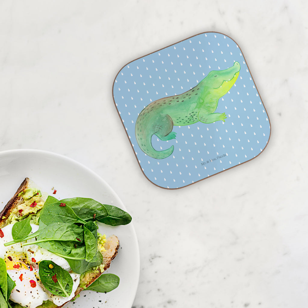Quadratische Untersetzer Krokodil Bierdeckel, Glasuntersetzer, Untersetzer Gläser, Getränkeuntersetzer, Meerestiere, Meer, Urlaub, Krokodil, Krokodile, verrückt sein, spontan sein, Abenteuerlust, Reiselust, Freundin, beste Freundin, Lieblingsmensch