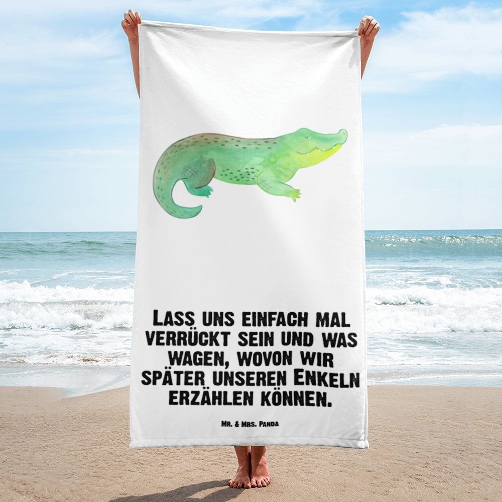 XL Badehandtuch Krokodil Handtuch, Badetuch, Duschtuch, Strandtuch, Saunatuch, Meerestiere, Meer, Urlaub, Krokodil, Krokodile, verrückt sein, spontan sein, Abenteuerlust, Reiselust, Freundin, beste Freundin, Lieblingsmensch