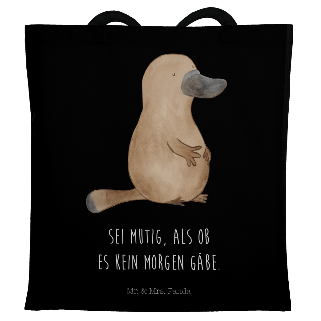 Tragetasche Schnabeltier mutig Beuteltasche, Beutel, Einkaufstasche, Jutebeutel, Stoffbeutel, Meerestiere, Meer, Urlaub, Schnabeltier, Mut, mutig, Lebensweisheit, Schnabeltiere, Motivation, Training, Büro, Arbeit, Neuanfang, Neustart, Weltreise, Raodtrip