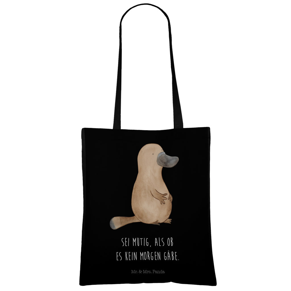 Tragetasche Schnabeltier mutig Beuteltasche, Beutel, Einkaufstasche, Jutebeutel, Stoffbeutel, Meerestiere, Meer, Urlaub, Schnabeltier, Mut, mutig, Lebensweisheit, Schnabeltiere, Motivation, Training, Büro, Arbeit, Neuanfang, Neustart, Weltreise, Raodtrip