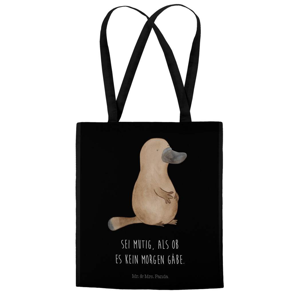 Tragetasche Schnabeltier mutig Beuteltasche, Beutel, Einkaufstasche, Jutebeutel, Stoffbeutel, Meerestiere, Meer, Urlaub, Schnabeltier, Mut, mutig, Lebensweisheit, Schnabeltiere, Motivation, Training, Büro, Arbeit, Neuanfang, Neustart, Weltreise, Raodtrip