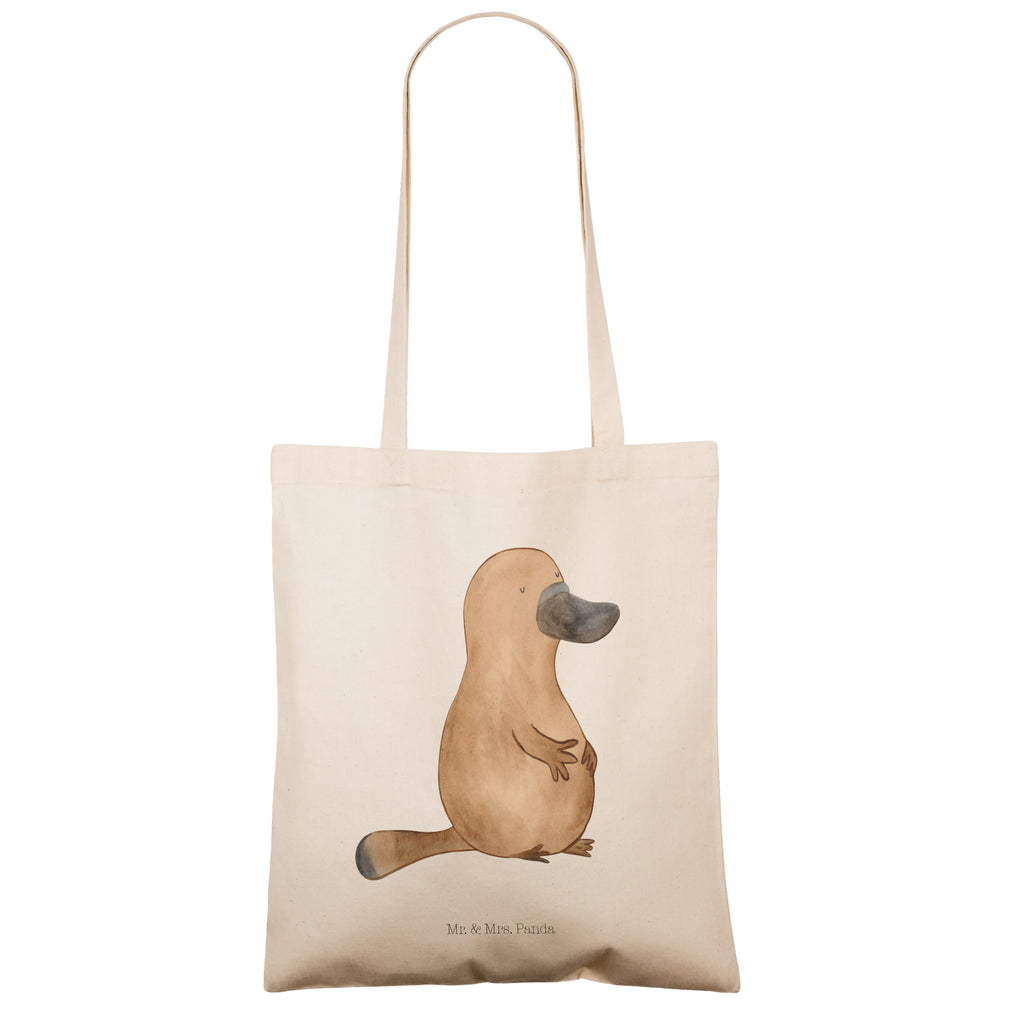 Tragetasche Schnabeltier mutig Beuteltasche, Beutel, Einkaufstasche, Jutebeutel, Stoffbeutel, Meerestiere, Meer, Urlaub, Schnabeltier, Mut, mutig, Lebensweisheit, Schnabeltiere, Motivation, Training, Büro, Arbeit, Neuanfang, Neustart, Weltreise, Raodtrip