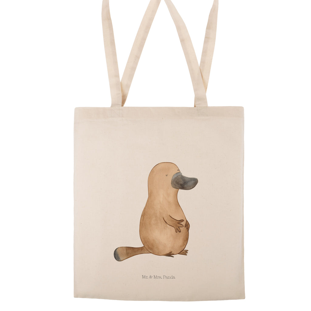 Tragetasche Schnabeltier mutig Beuteltasche, Beutel, Einkaufstasche, Jutebeutel, Stoffbeutel, Meerestiere, Meer, Urlaub, Schnabeltier, Mut, mutig, Lebensweisheit, Schnabeltiere, Motivation, Training, Büro, Arbeit, Neuanfang, Neustart, Weltreise, Raodtrip