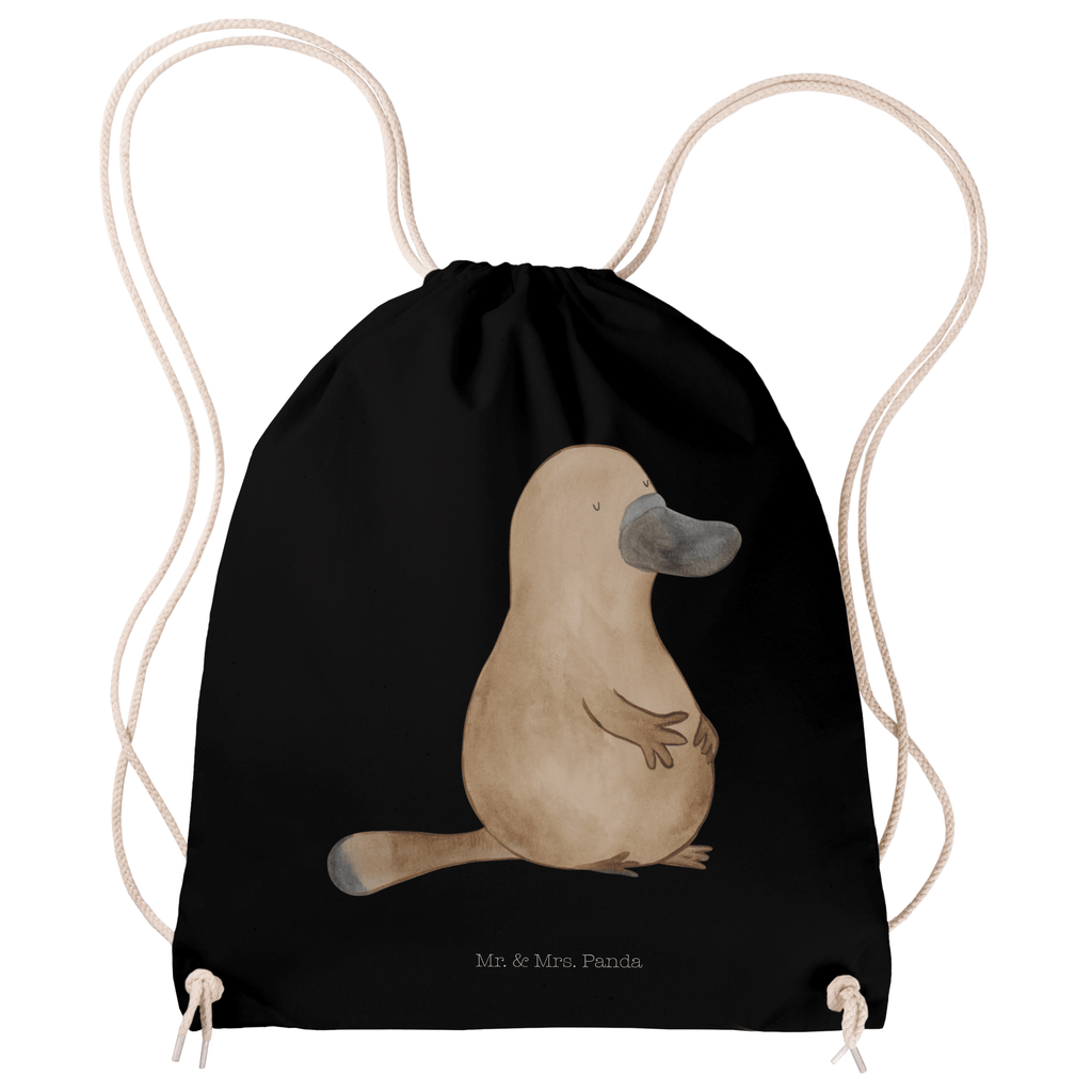 Sportbeutel Schnabeltier mutig Turnbeutel, Beutel, Sporttasche, Tasche, Stoffbeutel, Meerestiere, Meer, Urlaub, Schnabeltier, Mut, mutig, Lebensweisheit, Schnabeltiere, Motivation, Training, Büro, Arbeit, Neuanfang, Neustart, Weltreise, Raodtrip