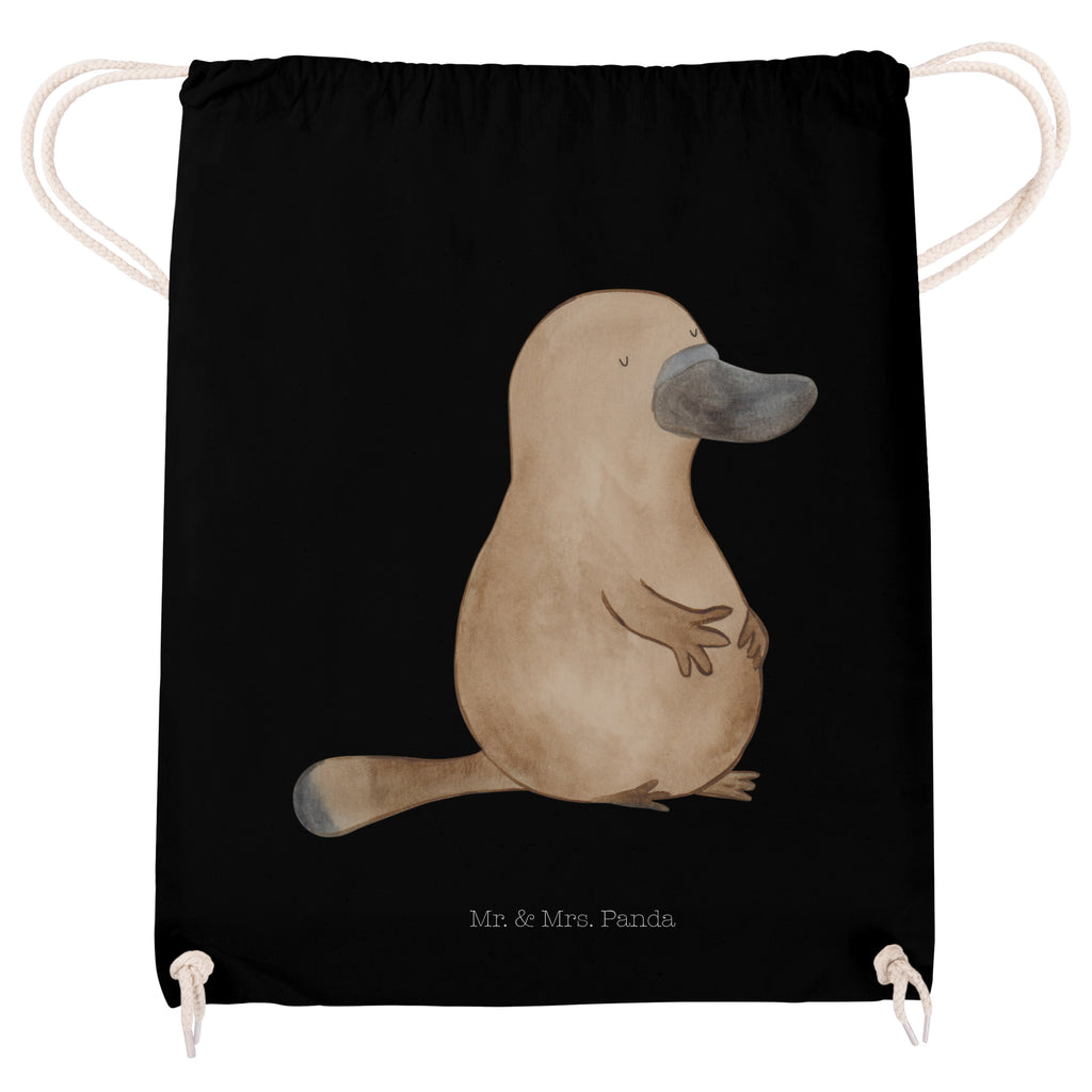 Sportbeutel Schnabeltier mutig Turnbeutel, Beutel, Sporttasche, Tasche, Stoffbeutel, Meerestiere, Meer, Urlaub, Schnabeltier, Mut, mutig, Lebensweisheit, Schnabeltiere, Motivation, Training, Büro, Arbeit, Neuanfang, Neustart, Weltreise, Raodtrip