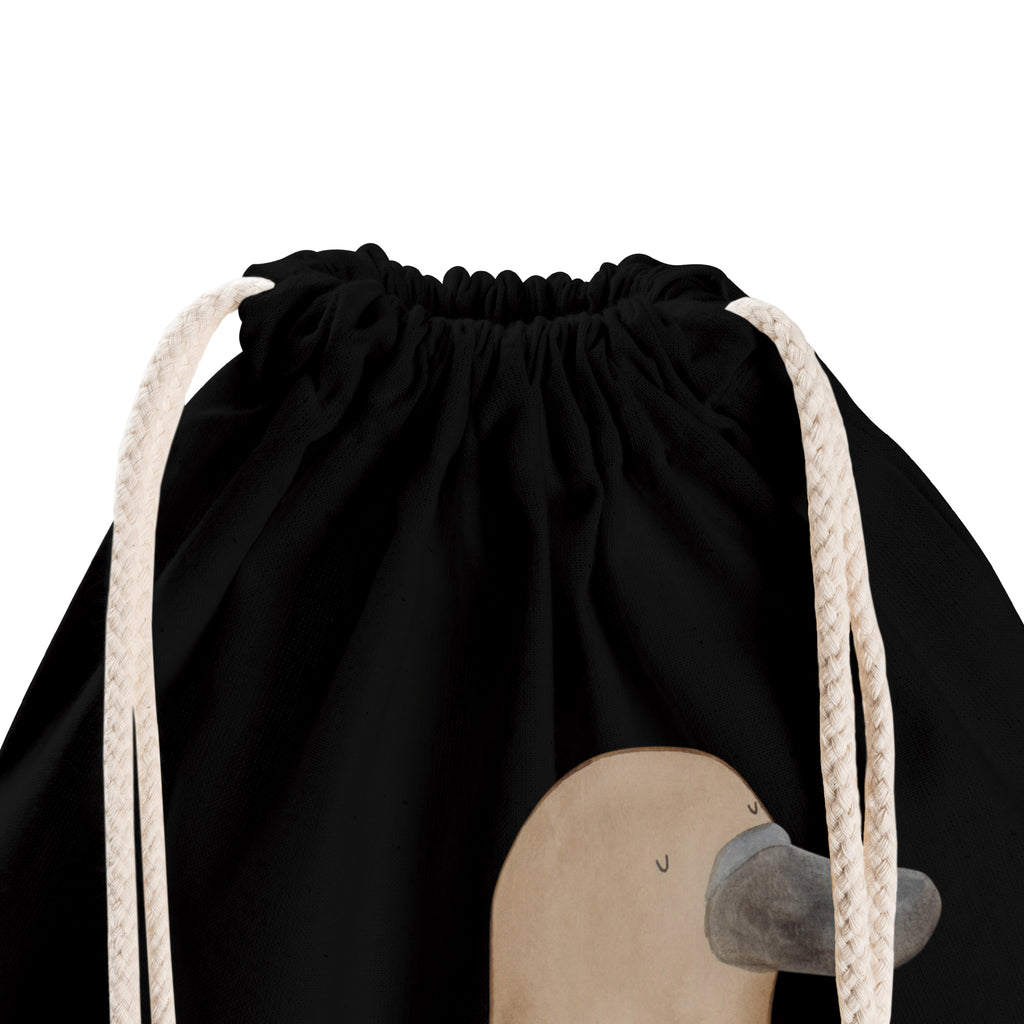 Sportbeutel Schnabeltier mutig Turnbeutel, Beutel, Sporttasche, Tasche, Stoffbeutel, Meerestiere, Meer, Urlaub, Schnabeltier, Mut, mutig, Lebensweisheit, Schnabeltiere, Motivation, Training, Büro, Arbeit, Neuanfang, Neustart, Weltreise, Raodtrip