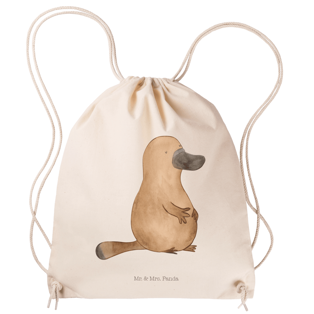 Sportbeutel Schnabeltier mutig Turnbeutel, Beutel, Sporttasche, Tasche, Stoffbeutel, Meerestiere, Meer, Urlaub, Schnabeltier, Mut, mutig, Lebensweisheit, Schnabeltiere, Motivation, Training, Büro, Arbeit, Neuanfang, Neustart, Weltreise, Raodtrip