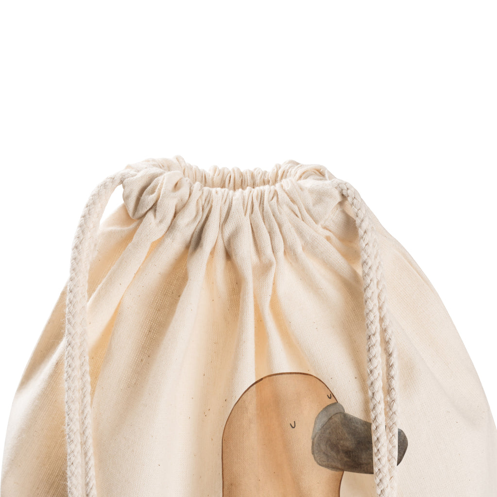 Sportbeutel Schnabeltier mutig Turnbeutel, Beutel, Sporttasche, Tasche, Stoffbeutel, Meerestiere, Meer, Urlaub, Schnabeltier, Mut, mutig, Lebensweisheit, Schnabeltiere, Motivation, Training, Büro, Arbeit, Neuanfang, Neustart, Weltreise, Raodtrip