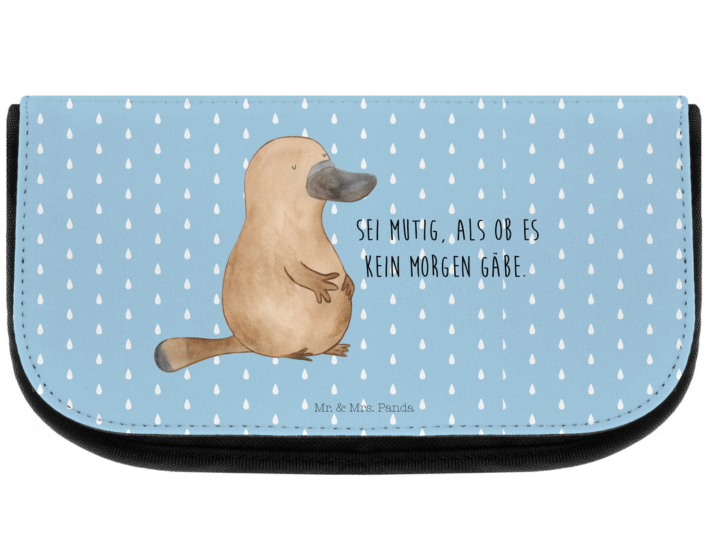 Kosmetiktasche Schnabeltier mutig Kosmetikbeutel, Kulturtasche, Kulturbeutel, Schminktasche, Make-Up Tasche, Meerestiere, Meer, Urlaub, Schnabeltier, Mut, mutig, Lebensweisheit, Schnabeltiere, Motivation, Training, Büro, Arbeit, Neuanfang, Neustart, Weltreise, Raodtrip