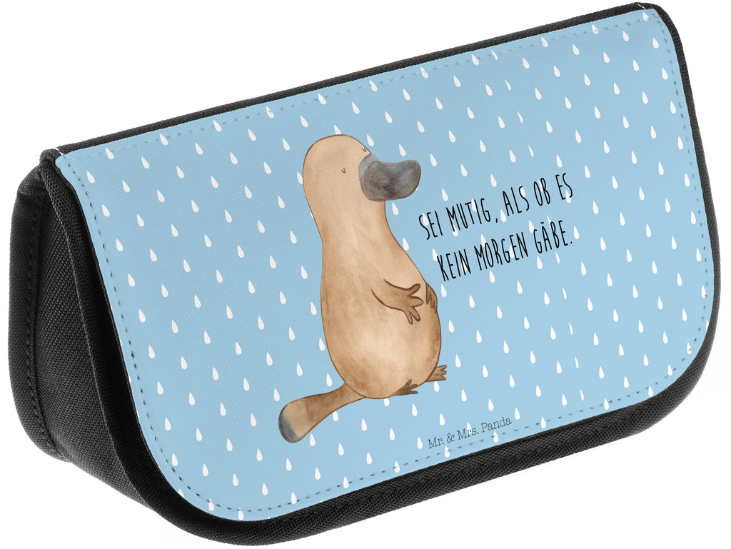 Kosmetiktasche Schnabeltier mutig Kosmetikbeutel, Kulturtasche, Kulturbeutel, Schminktasche, Make-Up Tasche, Meerestiere, Meer, Urlaub, Schnabeltier, Mut, mutig, Lebensweisheit, Schnabeltiere, Motivation, Training, Büro, Arbeit, Neuanfang, Neustart, Weltreise, Raodtrip