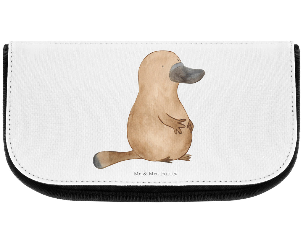 Kosmetiktasche Schnabeltier mutig Kosmetikbeutel, Kulturtasche, Kulturbeutel, Schminktasche, Make-Up Tasche, Meerestiere, Meer, Urlaub, Schnabeltier, Mut, mutig, Lebensweisheit, Schnabeltiere, Motivation, Training, Büro, Arbeit, Neuanfang, Neustart, Weltreise, Raodtrip