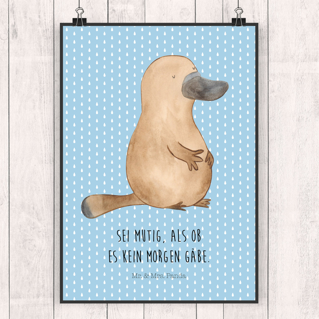 Poster Schnabeltier mutig Poster, Wandposter, Bild, Wanddeko, Küchenposter, Kinderposter, Wanddeko Bild, Raumdekoration, Wanddekoration, Handgemaltes Poster, Mr. & Mrs. Panda Poster, Designposter, Kunstdruck, Posterdruck, Meerestiere, Meer, Urlaub, Schnabeltier, Mut, mutig, Lebensweisheit, Schnabeltiere, Motivation, Training, Büro, Arbeit, Neuanfang, Neustart, Weltreise, Raodtrip