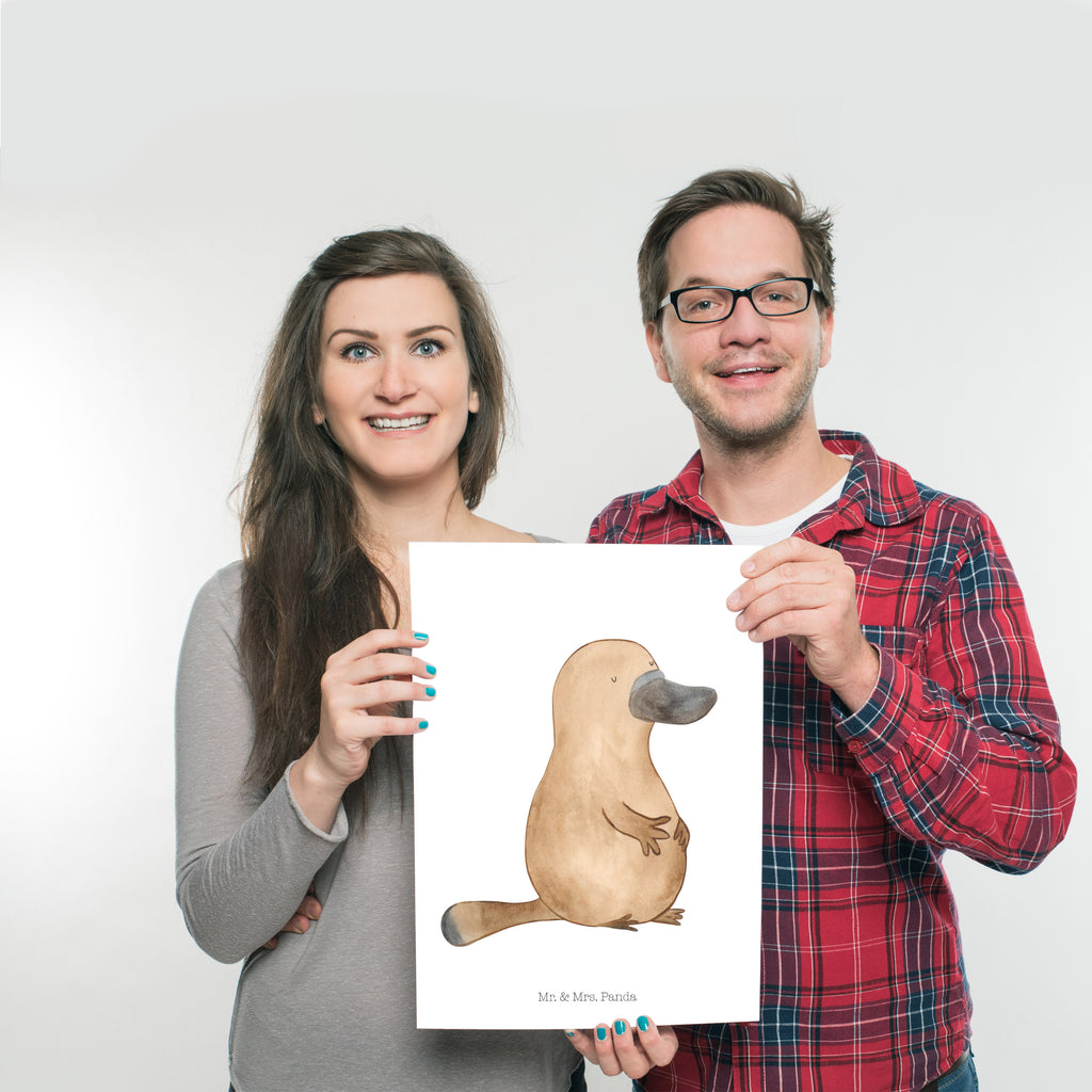 Poster Schnabeltier mutig Poster, Wandposter, Bild, Wanddeko, Küchenposter, Kinderposter, Wanddeko Bild, Raumdekoration, Wanddekoration, Handgemaltes Poster, Mr. & Mrs. Panda Poster, Designposter, Kunstdruck, Posterdruck, Meerestiere, Meer, Urlaub, Schnabeltier, Mut, mutig, Lebensweisheit, Schnabeltiere, Motivation, Training, Büro, Arbeit, Neuanfang, Neustart, Weltreise, Raodtrip