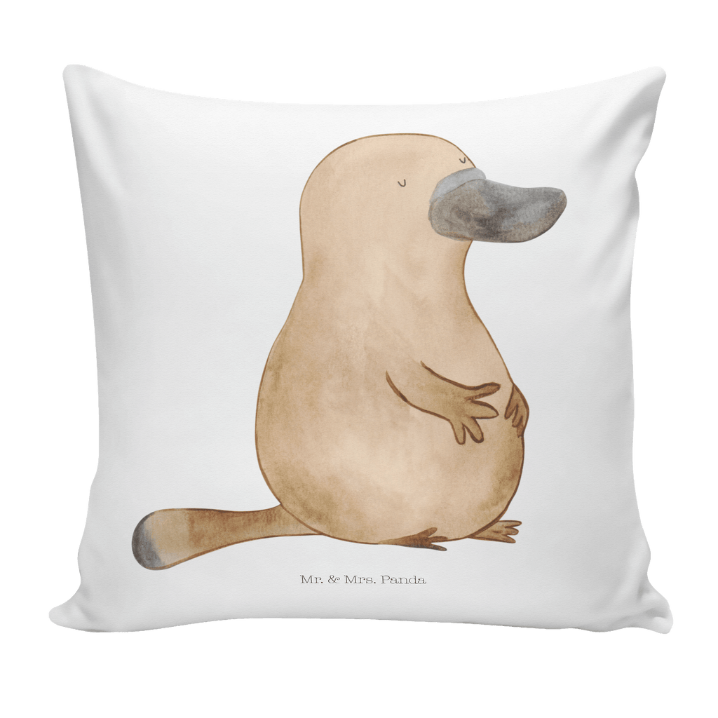 40x40 Kissen Schnabeltier mutig Kissenhülle, Kopfkissen, Sofakissen, Dekokissen, Motivkissen, Meerestiere, Meer, Urlaub, Schnabeltier, Mut, mutig, Lebensweisheit, Schnabeltiere, Motivation, Training, Büro, Arbeit, Neuanfang, Neustart, Weltreise, Raodtrip