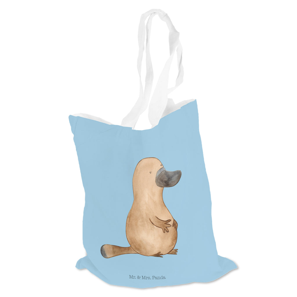 Tragetasche Schnabeltier mutig Beuteltasche, Beutel, Einkaufstasche, Jutebeutel, Stoffbeutel, Meerestiere, Meer, Urlaub, Schnabeltier, Mut, mutig, Lebensweisheit, Schnabeltiere, Motivation, Training, Büro, Arbeit, Neuanfang, Neustart, Weltreise, Raodtrip