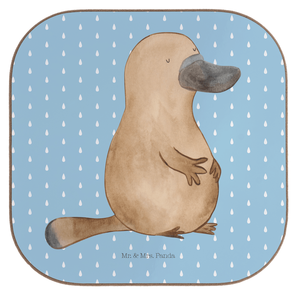 Quadratische Untersetzer Schnabeltier mutig Bierdeckel, Glasuntersetzer, Untersetzer Gläser, Getränkeuntersetzer, Meerestiere, Meer, Urlaub, Schnabeltier, Mut, mutig, Lebensweisheit, Schnabeltiere, Motivation, Training, Büro, Arbeit, Neuanfang, Neustart, Weltreise, Raodtrip