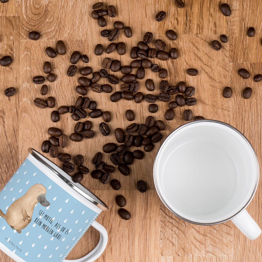 Camping Emaille Tasse Schnabeltier mutig Campingtasse, Trinkbecher, Metalltasse, Outdoor Tasse, Emaille Trinkbecher, Blechtasse Outdoor, Emaille Campingbecher, Edelstahl Trinkbecher, Metalltasse für Camping, Kaffee Blechtasse, Camping Tasse Metall, Meerestiere, Meer, Urlaub, Schnabeltier, Mut, mutig, Lebensweisheit, Schnabeltiere, Motivation, Training, Büro, Arbeit, Neuanfang, Neustart, Weltreise, Raodtrip